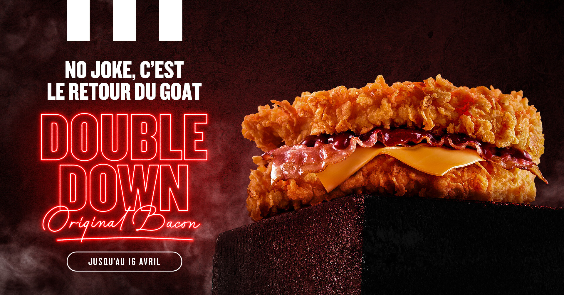 Après 7 ans d’absence le Double Down fait son grand retour chez KFC ! 