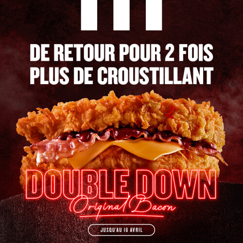 Après 7 ans d’absence le Double Down fait son grand retour chez KFC ! 